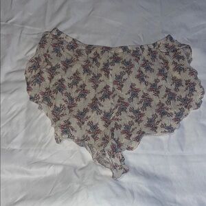 Free People Cream and Blue Pajama Shorts